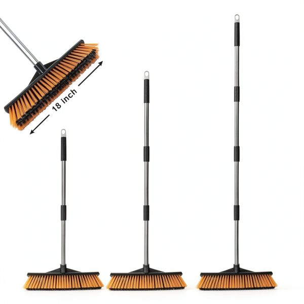 18" Heavy Push Broom for Outdoor Floor Cleaning Heavy Duty Outdoor Broom with 54" Long Handle,Outdoor Broom for Deck,Driveway,Garage,Yard,Deck,Patio,Warehouse,Concrete-5