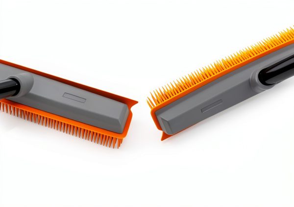 TreeLen Rubber Broom Carpet Rake with Extendable Squeegee-Orange 13"-1