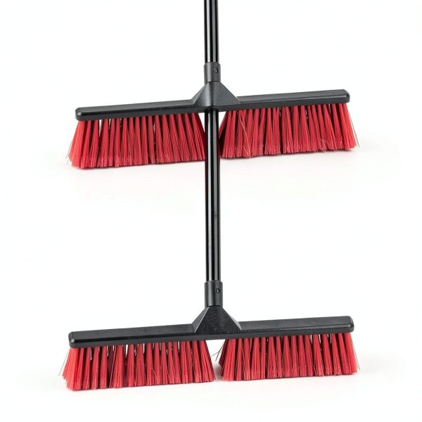 24" Push Broom TrueYee 63" Adjustable Handle Stiff Bristle Black Red-3