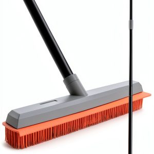 TreeLen Rubber Broom Carpet Rake with Extendable Squeegee-Orange 13"-0