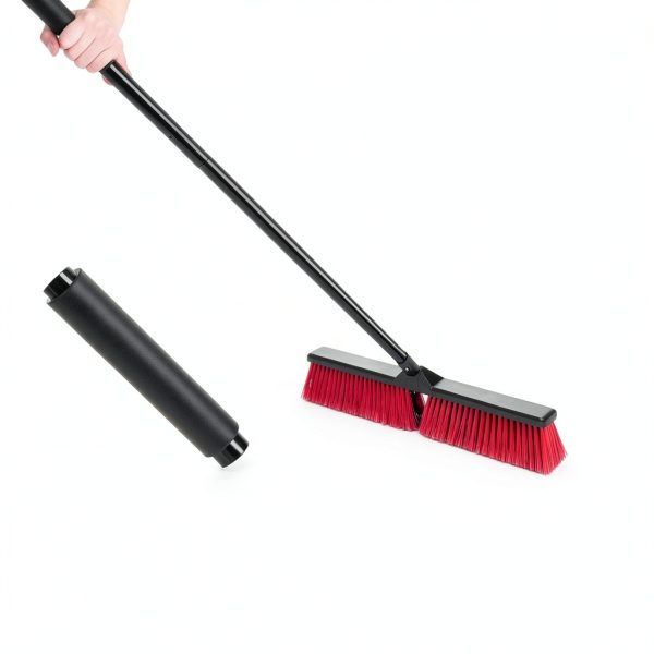 24" Push Broom TrueYee 63" Adjustable Handle Stiff Bristle Black Red-2