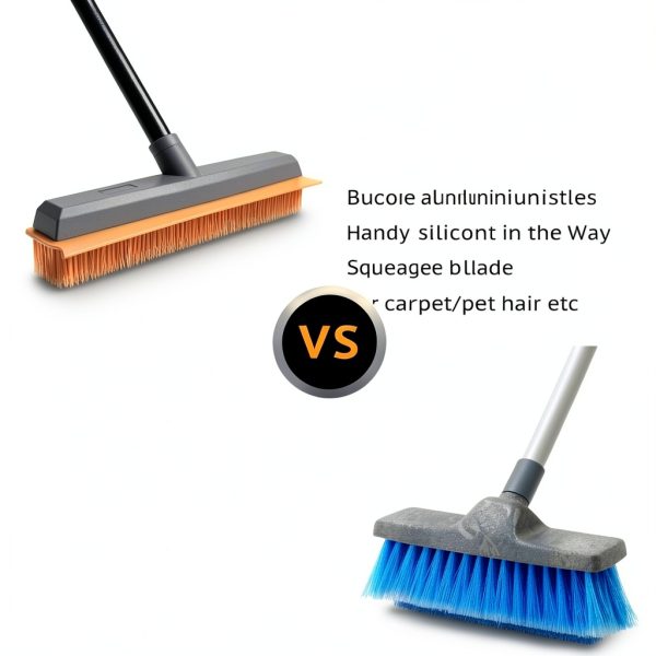 TreeLen Rubber Broom Carpet Rake with Extendable Squeegee-Orange 13"-5