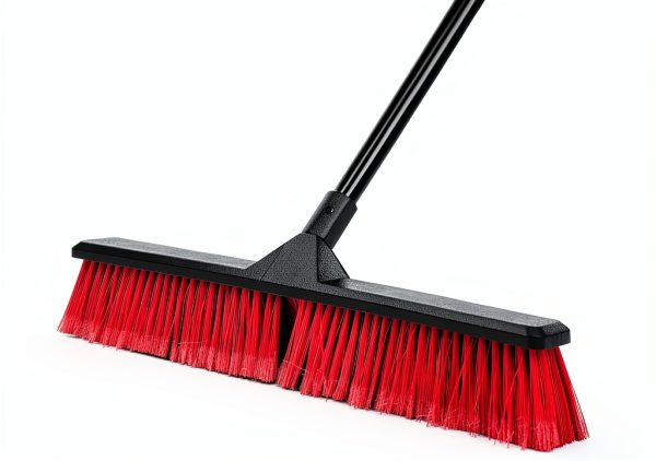 24" Push Broom TrueYee 63" Adjustable Handle Stiff Bristle Black Red-0