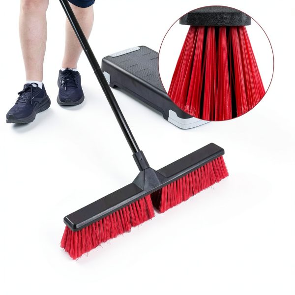 24" Push Broom TrueYee 63" Adjustable Handle Stiff Bristle Black Red-5