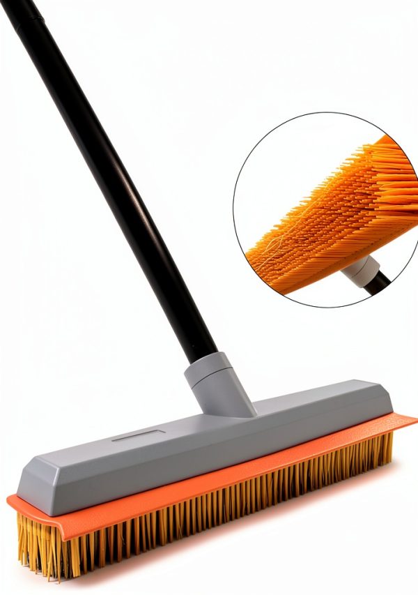 TreeLen Rubber Broom Carpet Rake with Extendable Squeegee-Orange 13"-7