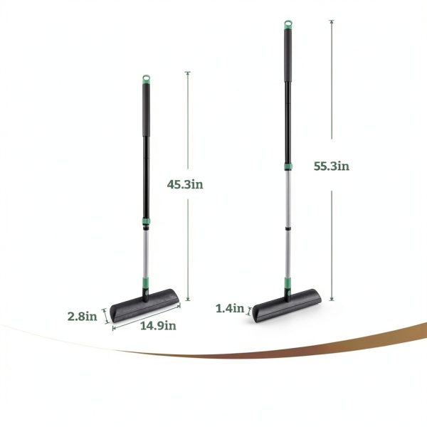 Eyliden X-Large Floor Scrub Brush, 2 in 1 Scrape Brushes with Rubber Squeegee | 55.3" Long Handle, 15" Wide Stiff Bristle Head | Floor Scrubber for Deck Kitchen Shower Bathroom Tub Tile Patio Wall-5