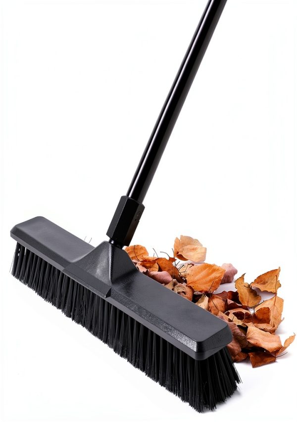 Eyliden Heavy Duty Push Broom 18" - Heavy-Duty, Stiff Bristles, 66" Long Handle - Sweeper Shop Brooms for Garage Concrete Sidewalk Driveway Yard Patio Deck Warehouse Sweeping, Sweep Snow (Black)-0
