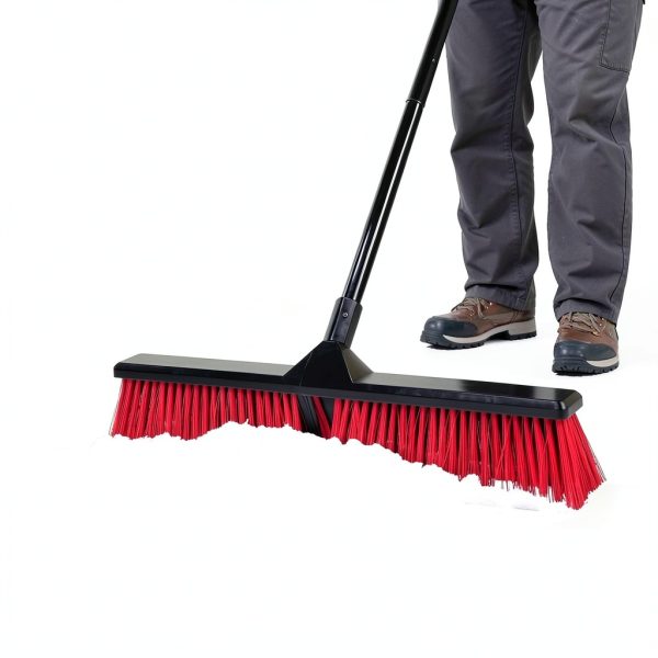 24" Push Broom TrueYee 63" Adjustable Handle Stiff Bristle Black Red-4