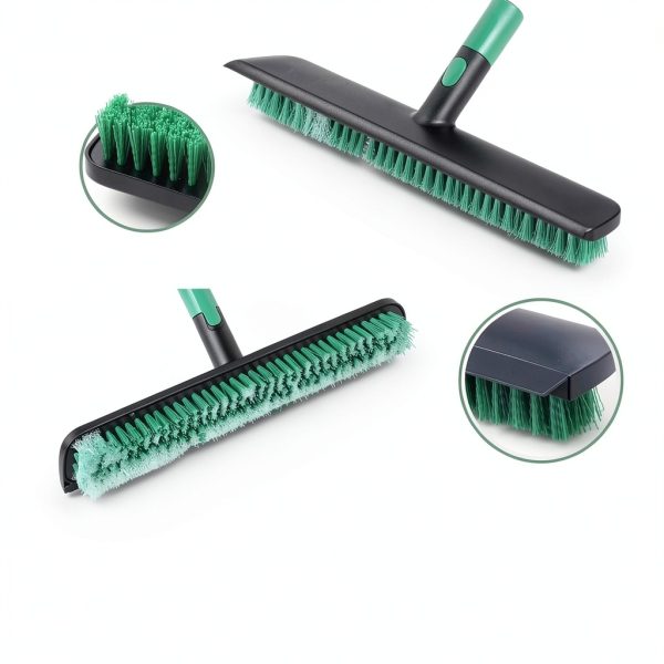Eyliden X-Large Floor Scrub Brush, 2 in 1 Scrape Brushes with Rubber Squeegee | 55.3" Long Handle, 15" Wide Stiff Bristle Head | Floor Scrubber for Deck Kitchen Shower Bathroom Tub Tile Patio Wall-2