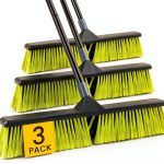 3 PK 24" Push Broom Outdoor, Heavy Duty Broom with 63" Long Handle, Shop Garage Broom with Stiff Bristle for Indoor Outdoor Floor Cleaning, Garden Patio Deck Warehouse Lawn Driveway Scrubbing-0