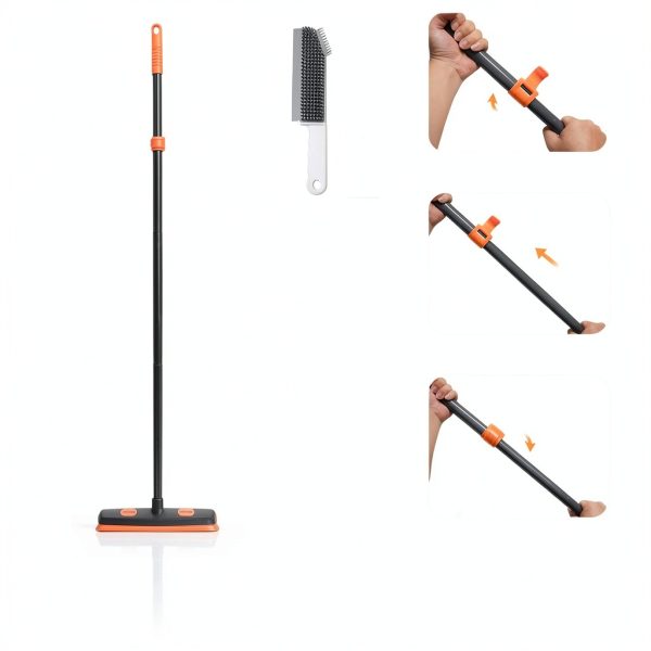 Pet Hair Removal Broom TidyBliss 57in Extendable with Squeegee Gray-5