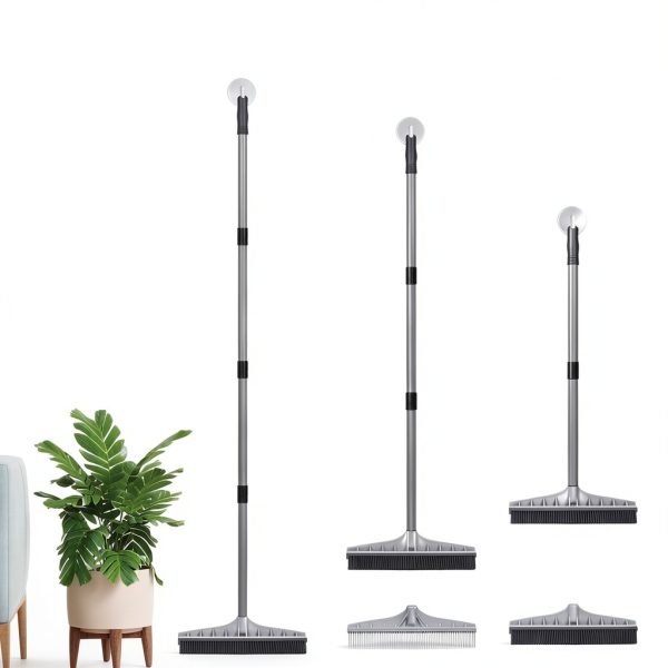Walensee Rubber Broom 2-in-1 Nylon & Rubber, Adjustable 61" Handle-5