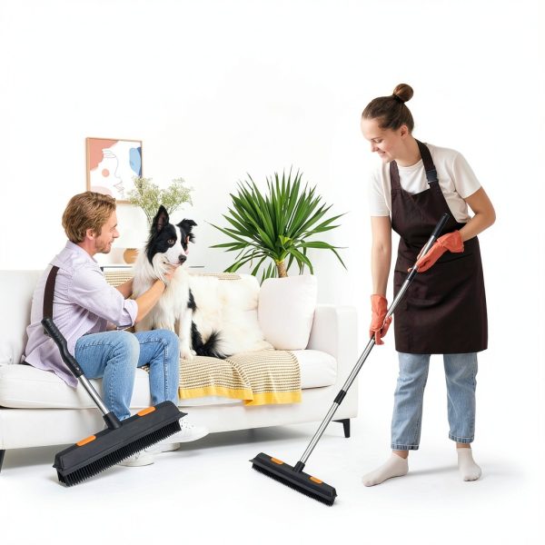 Pet Rubber Broom by Bryquelin 49in Broom with Adjustable Handle Black-1