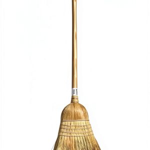 Corn Bristle Broom PRO SOURCE 56 Inch Push Broom with Wooden Handle-0
