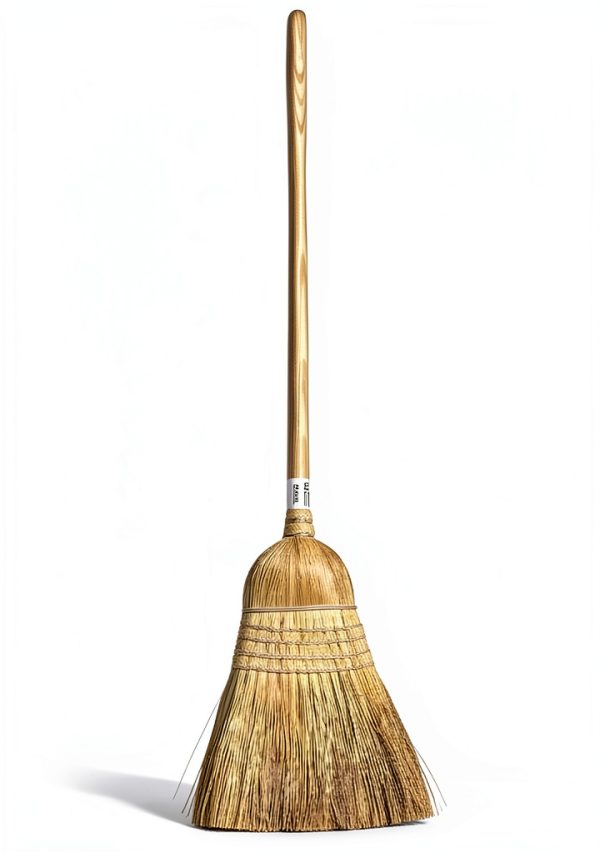 Corn Bristle Broom PRO SOURCE 56 Inch Push Broom with Wooden Handle-0