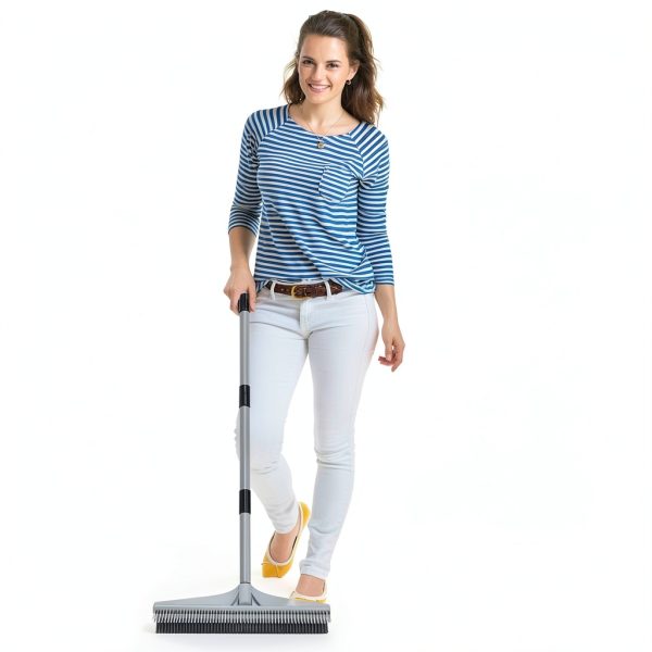 Walensee Rubber Broom 2-in-1 Nylon & Rubber, Adjustable 61" Handle-4