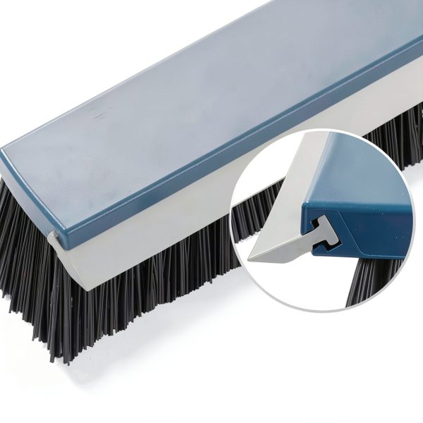 16-Inch Push Broom Outdoor with Rubber Squeegee and 58" Long Handle, 2 in 1 Commercial Broom Brush with Stiff Bristles for Deck Patio Garage Warehouse Driveway Concrete Floor Cleaning Scrubbing-4