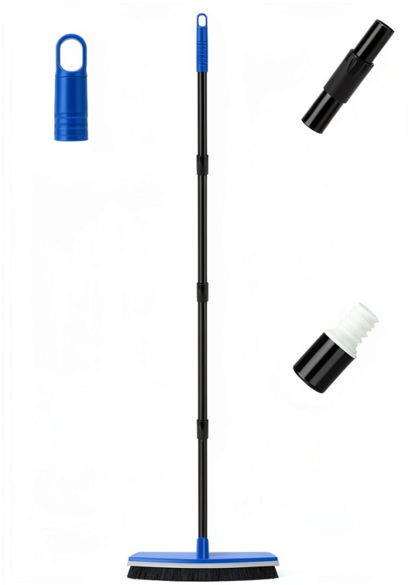 16 Inch Push Broom KeFanta 58" Handle with Rubber Squeegee Blue-3