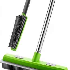 Rubber Broom Homilifibra 57 inch Long Handle Pet Hair Remover Green-0
