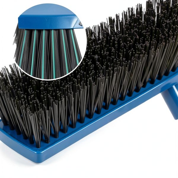 16-Inch Push Broom Outdoor with Rubber Squeegee and 58" Long Handle, 2 in 1 Commercial Broom Brush with Stiff Bristles for Deck Patio Garage Warehouse Driveway Concrete Floor Cleaning Scrubbing-3