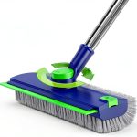 Floor Scrub Brush with Long Handle: 3 in 1 Heavy-Duty Floor Scrubber Brush with Squeegee for Cleaning Tile Bathroom Deck Kitchen Patio-0