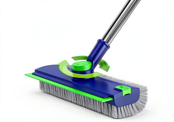 Floor Scrub Brush with Long Handle: 3 in 1 Heavy-Duty Floor Scrubber Brush with Squeegee for Cleaning Tile Bathroom Deck Kitchen Patio-0