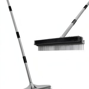 Walensee Rubber Broom 2-in-1 Nylon & Rubber, Adjustable 61" Handle-0