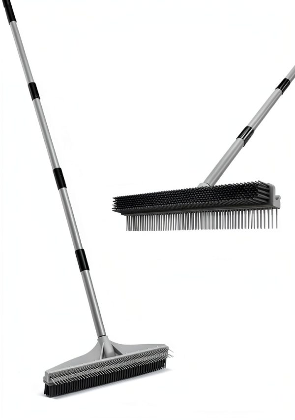 Walensee Rubber Broom 2-in-1 Nylon & Rubber, Adjustable 61" Handle-0