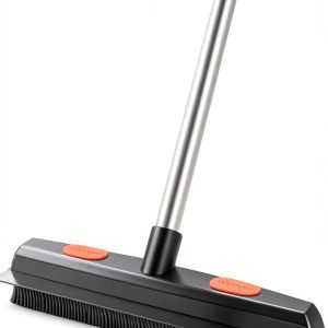 Pet Rubber Broom by Bryquelin 49in Broom with Adjustable Handle Black-0