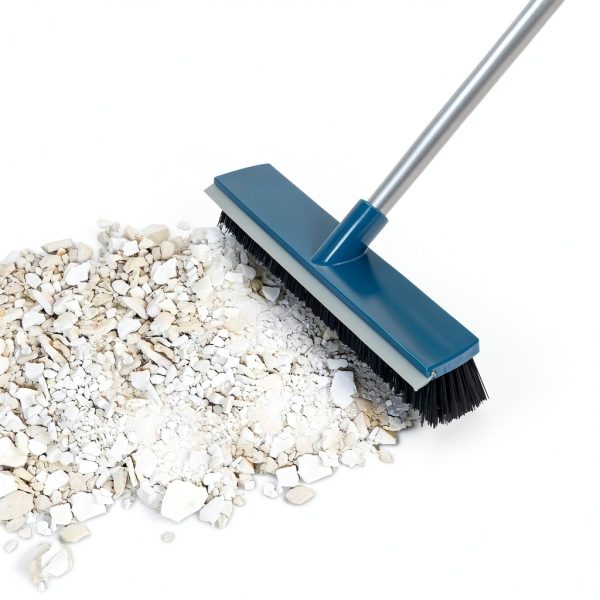 16-Inch Push Broom Outdoor with Rubber Squeegee and 58" Long Handle, 2 in 1 Commercial Broom Brush with Stiff Bristles for Deck Patio Garage Warehouse Driveway Concrete Floor Cleaning Scrubbing-1