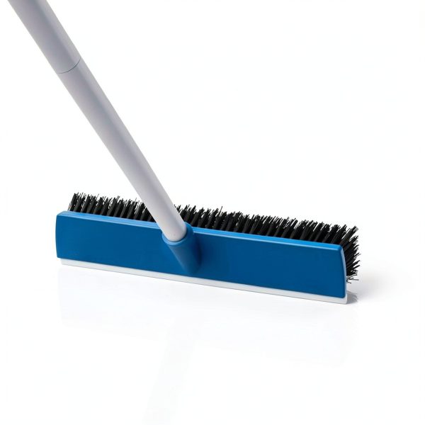 16-Inch Push Broom Outdoor with Rubber Squeegee and 58" Long Handle, 2 in 1 Commercial Broom Brush with Stiff Bristles for Deck Patio Garage Warehouse Driveway Concrete Floor Cleaning Scrubbing-2