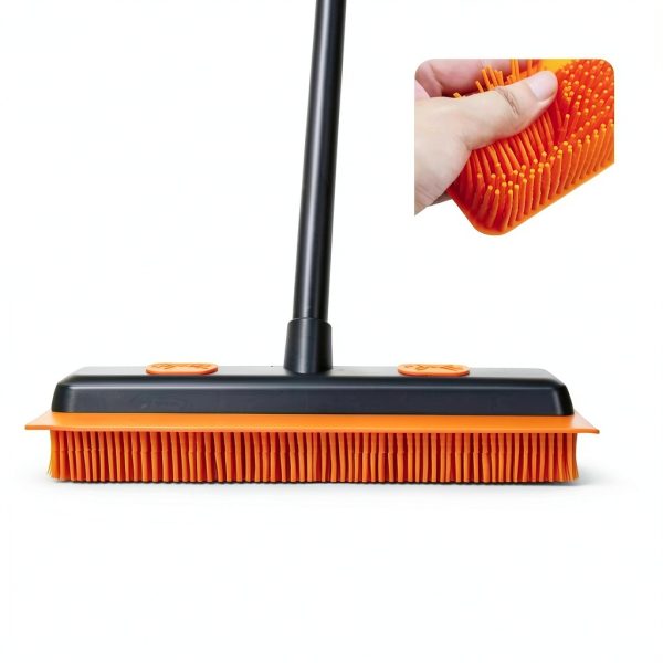 Pet Hair Removal Broom TidyBliss 57in Extendable with Squeegee Gray-1