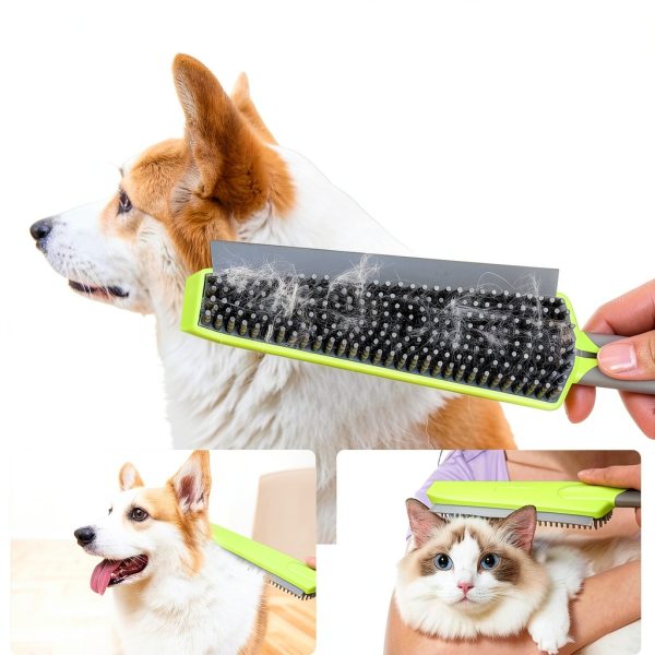 Rubber Broom Homilifibra 57 inch Long Handle Pet Hair Remover Green-2