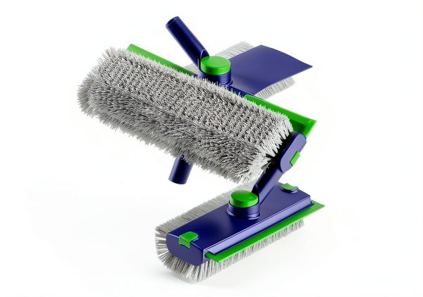 Floor Scrub Brush with Long Handle: 3 in 1 Heavy-Duty Floor Scrubber Brush with Squeegee for Cleaning Tile Bathroom Deck Kitchen Patio-1