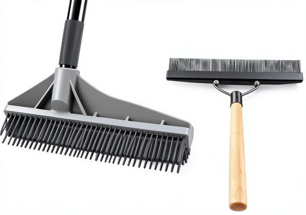 Walensee Rubber Broom 2-in-1 Nylon & Rubber, Adjustable 61" Handle-3